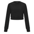 thumbnail image 4 of DONDPO Women Hoodies Pullover Women's Solid Color Pullover Sweatshirt&nbsp;Slim Short Crop Tops Crewneck Blouses Women's Long Sleeve Tops Womens Shirts Casual, 4 of 9