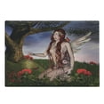 thumbnail image 1 of Fantasy Cutting Board, Redhead with Wings Holding a Butterfly Catcher Lantern Surrounded by Poppies, Decorative Tempered Glass Cutting and Serving Board, Large Size, Multicolor, by Ambesonne, 1 of 1