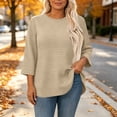 thumbnail image 5 of SuTry Plus Size Women's Sweatshirt Crew Neck 3/4 Sleeve Quilted Pullover with Curved Hem for Casual Fall Days and Cozy Lounging, 5 of 8