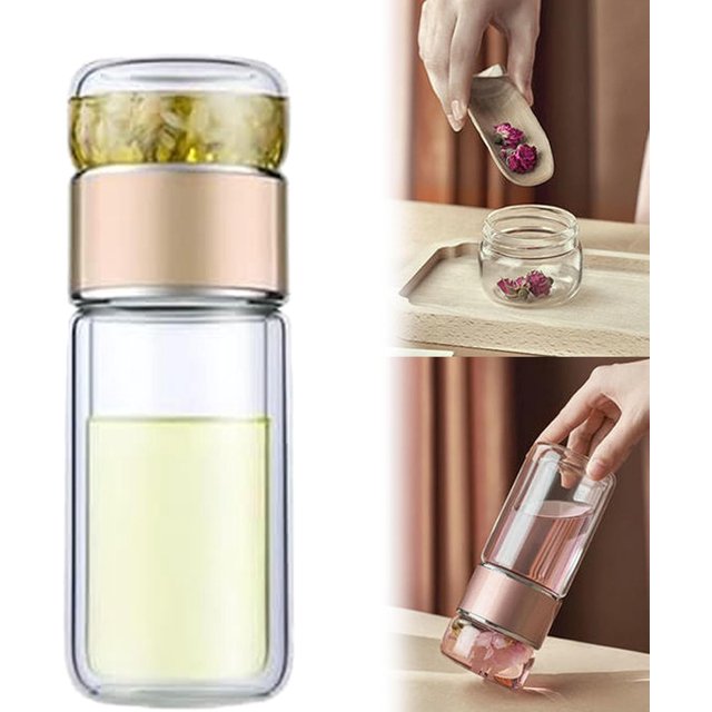 Infusifie - Infusifie Tea Infuser, 2025 New Tea Infuser Bottle, Portable Glass Tea Infuser Bottle, For Loose Leaf Tea (1Pcs* Gold)