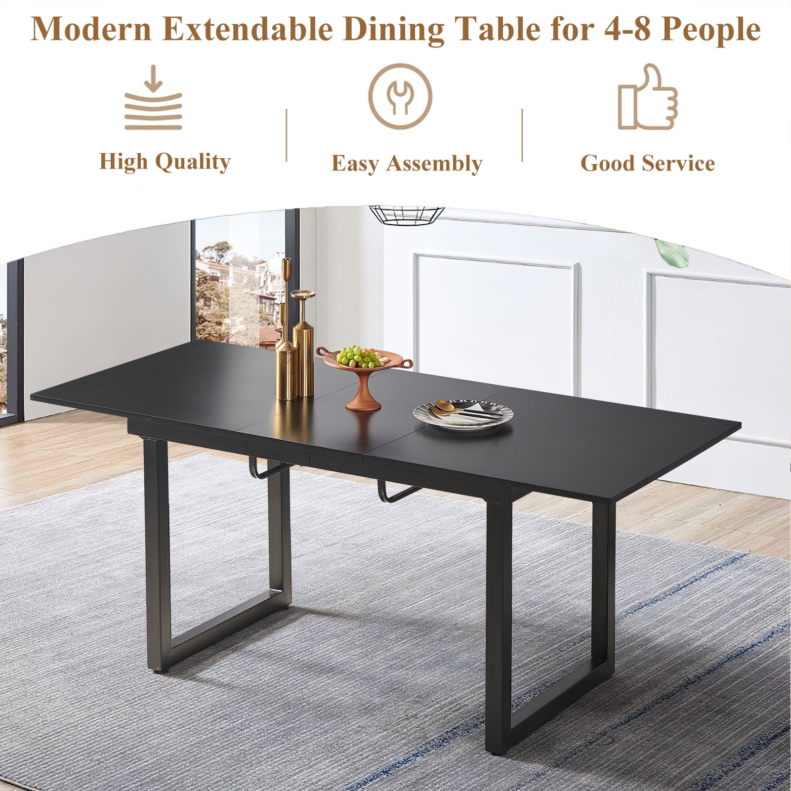 Lecut Extendable Dining Table for 4 8 Person Extendable from 55 to 71