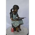 thumbnail image 3 of Nifao Young girl sitting and reading book bronze statue – Home Office Decor Sculpture, 16"L x 12"W x 27"H, 3 of 10