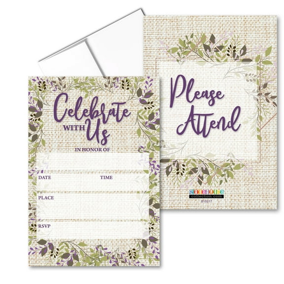 Rustic Fill-in Party Invitations With Envelopes - 25 Invites & Envelopes - Wedding, Baby Shower, Rehearsal Dinner, Birthday Party - B21517