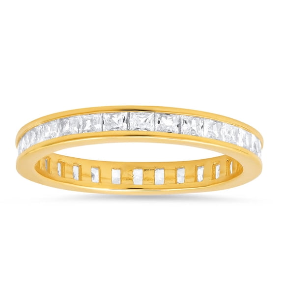 Kylie Harper Gold Over Silver Princess-cut CZ Eternity Band Ring