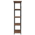 thumbnail image 4 of Weston Home Clayton 5 Shelf Wide Wood and Metal Bookcase, Light Brown Shelves, 4 of 5