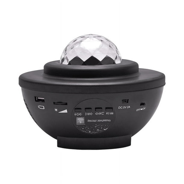 Lámpara Proyector USB con Efecto de Olas y Estrellas, Conexión Bluetooth para Música, Modos de Luz Ajustables, Control Remoto, Ideal para Decoración y Regalos (Sin Baterías Incluidas)