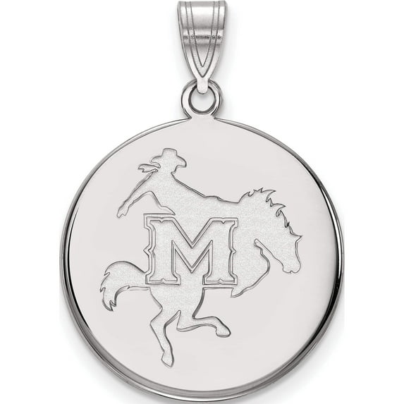 14K White Gold 14Kw Logoart Mcneese State University Large Disc Pendant (28 X 21) Made In United States 4w001mns