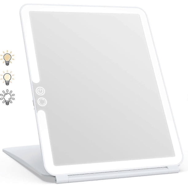 Makeup Mirror, Illuminated Makeup Mirror, LED Mirror, Touch Screen Travel Mirror (White)