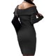 thumbnail image 2 of Vestido de suéter de manga larga acanalado con hombros descubiertos sexy para mujer Vestido de fiesta de lápiz midi de punto con cuello en V profundo / XS / Color 2 kaili Sencillez, 2 of 3