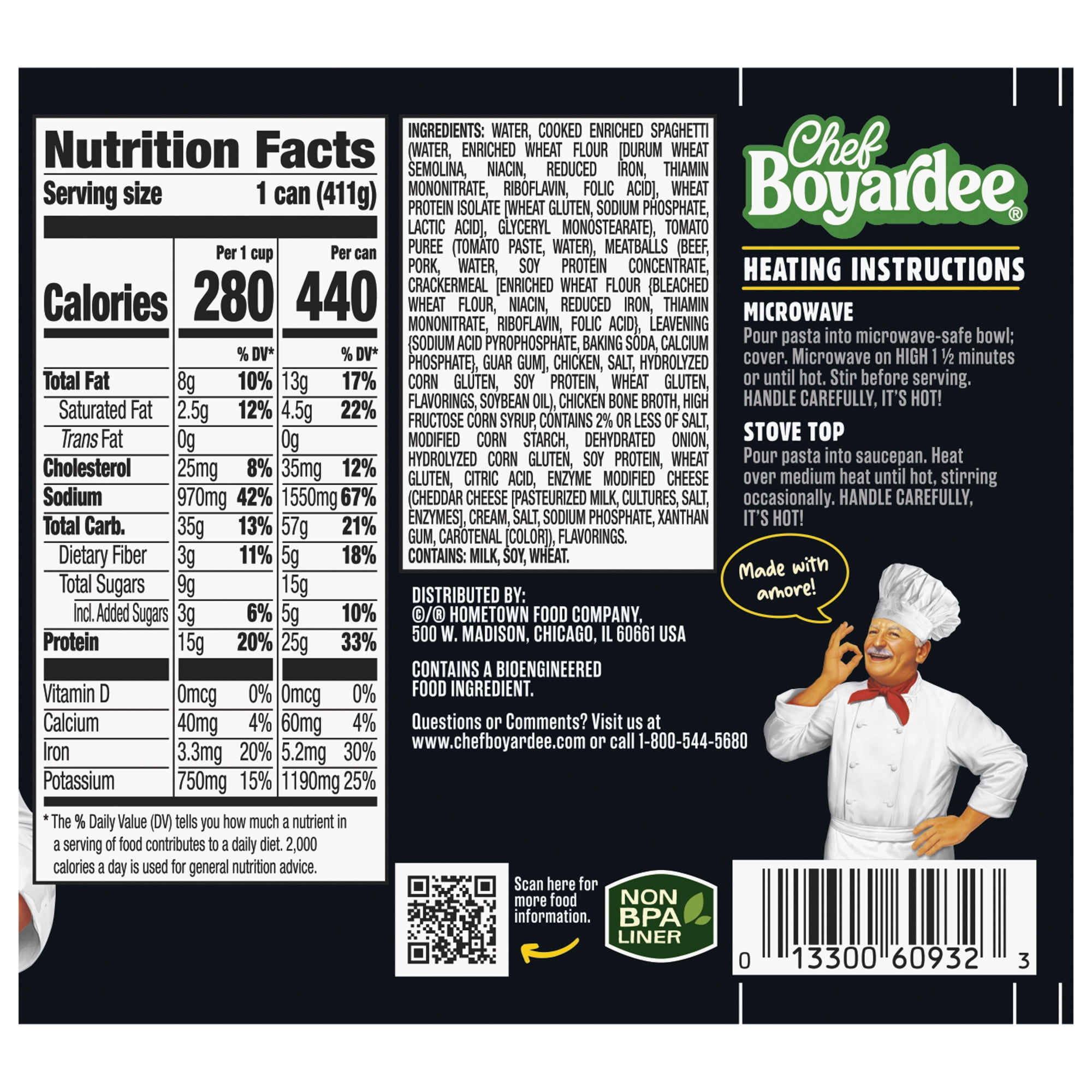 (6 pack) Chef Boyardee Protein Spaghetti & Meatballs, 14.5 oz Can
