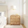 thumbnail image 2 of Pemberly Row Modern 3 Drawer Burl Wood Curved Chest - Light Burl, 2 of 10