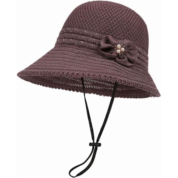 Sun Hat for Women Wide Brim Crochet Bucket Hat Flower Hats Knit Summer Beach Cap