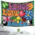 thumbnail image 2 of Gojian Peace Love and Happiness Groovy Soft Flannel Tapestry, 70s Theme Party Wall Hanging for Bedroom Living Room Decor, 2 of 6
