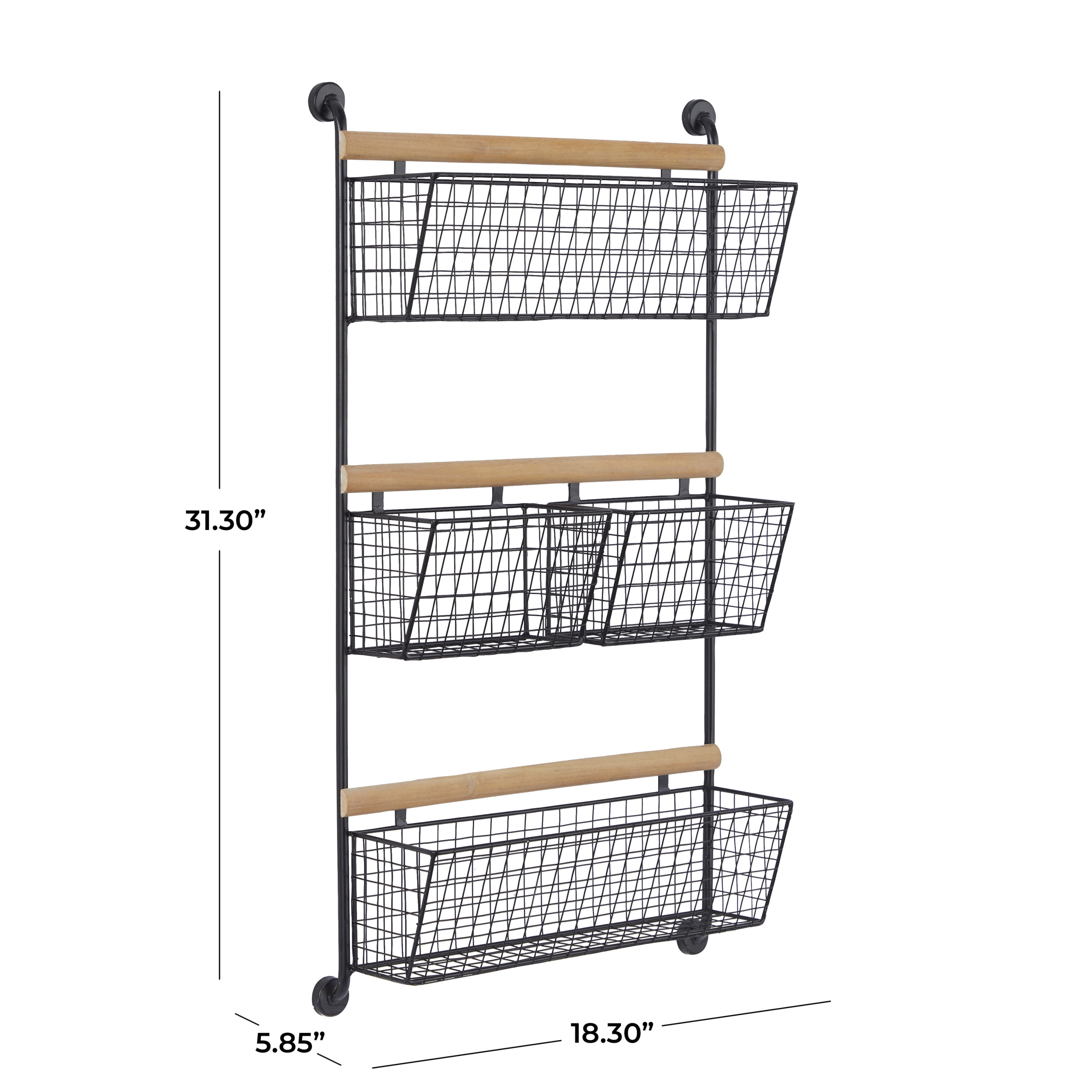 DecMode 18" x 6" 4-Tier Black Wall Shelf