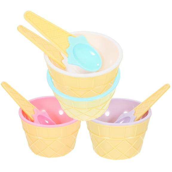 Ice Cream Bowl Cutlery Set Decorative Dessert Bowls Salad Party Small Yogurt Cups Plastic Child