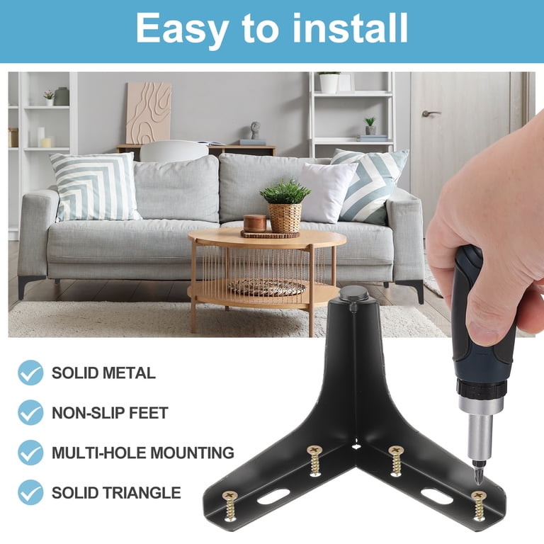 4 Sets Adjustable Round Aluminum Furniture Legs, 2 Inch Gold/Black Furniture Feet, Heavy Duty Replacement Legs For Sofa, Cabinet, Desk, Table, Chair, Bed And Vanity | SHEIN