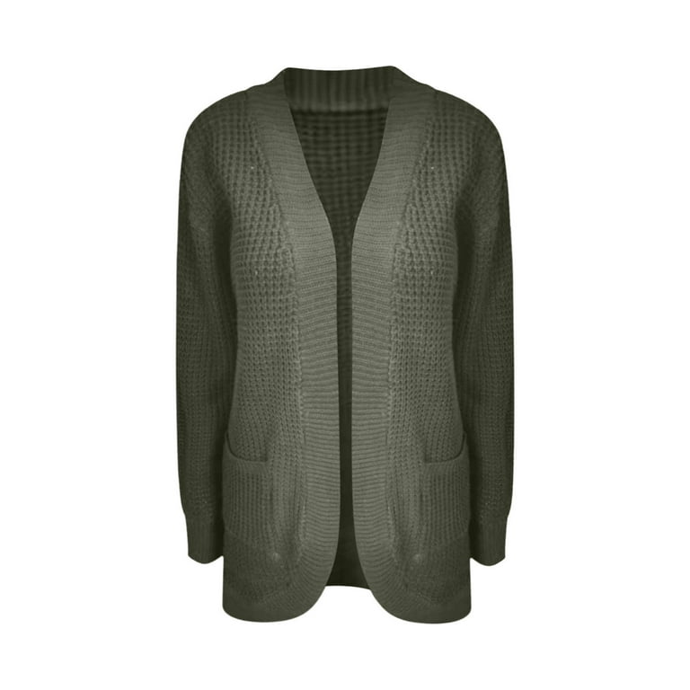 HAPIMO Discount Women s Long Sweater Cardigan Sweater Top Outwear Casual Cardigan Sweater Top Jacket Fall Sweaters Teen Girls Clothes Army Green XXL Walmart