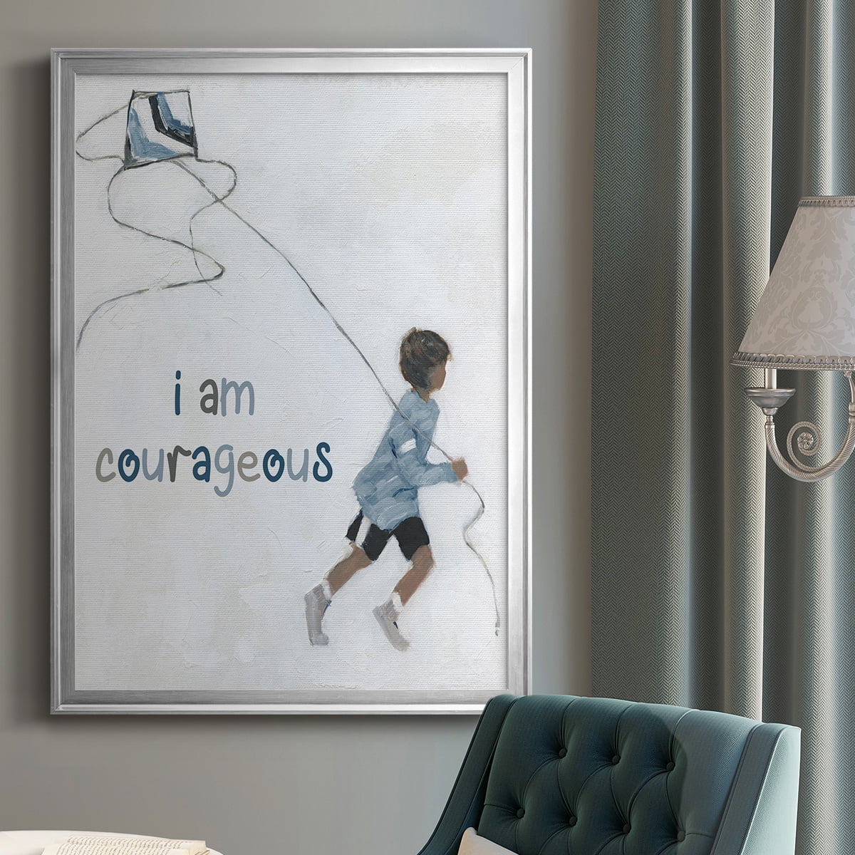 Boy Flying Kite Premium Framed Print - Ready to Hang