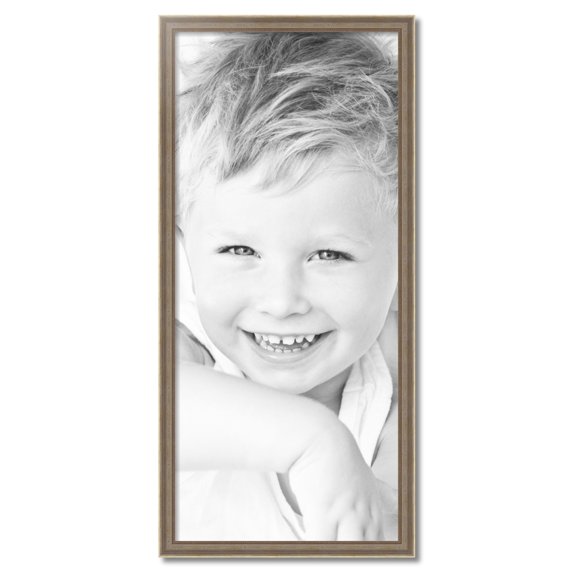 ArtToFrames 20" x 45" Aged White Gold Picture Frame, 20x45 inch Silver Wood Poster Frame (WOM-2036), Pack