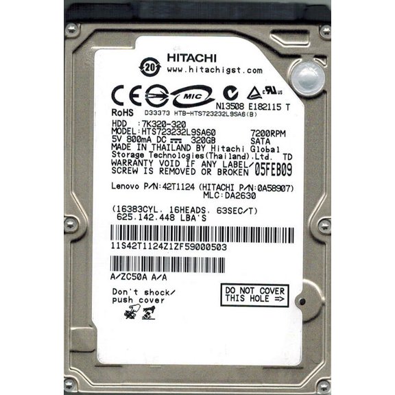 Hitachi HTS723232L9SA60 P/N: 0A58907 MLC: DA2630 320GB