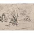thumbnail image 2 of Rembrandt van Rijn 18x15 Gold Ornate Wood Frame and Double Matted Museum Art Print Titled - The Bathers (1651), 2 of 4