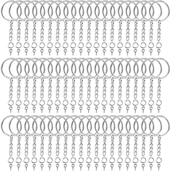 100pcs Key Chain Rings Making Kit Bulk Key Rings Hoops and Chain Supplies for Organizing Keys Jewelry Making Craft