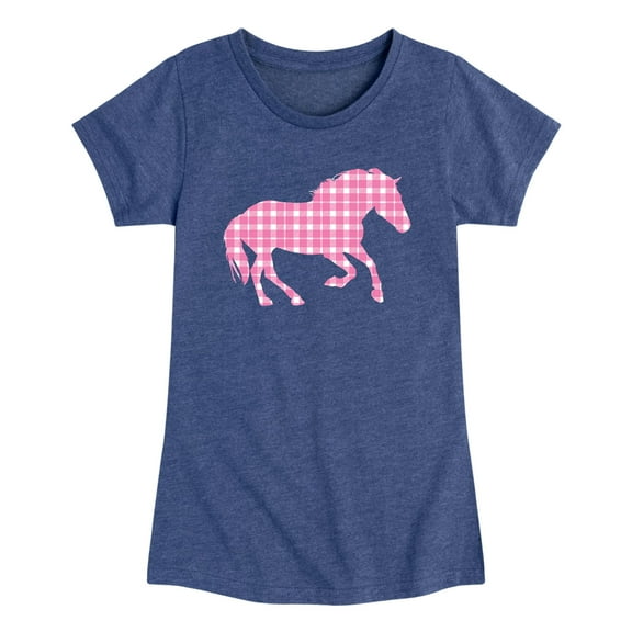 Instant Message - Horse Gingham - Girls Toddler And Youth Short Sleeve T-Shirt