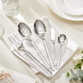 thumbnail image 5 of KINGSTONE 66 Pcs 18/10 Stainless Steel Silverware Set with Serving Utensils for 12, Cutlery Set with Hammered Pattern for Kitchen, Home, Restaurant, Mirror Polished & Dishwasher Safe, 5 of 9
