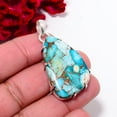 thumbnail image 3 of Copper Magnesite Turquoise Gemstone 925 Sterling Silver Pendant 1.90 P99313, Christmas Gift, 3 of 4