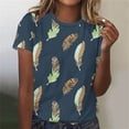 thumbnail image 1 of Fiudx Ofertas y Liquidaciones Top de Cuello Redondo de Manga Corta Estampado Casual de Moda de Verano para Mujer, 1 of 4