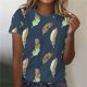 thumbnail image 1 of Fiudx Ofertas de La Semana Top de Cuello Redondo de Manga Corta Estampado Casual de Moda de Verano para Mujer, 1 of 4