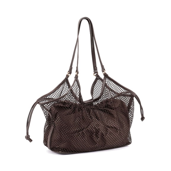 Gustave Large Mesh Tote Bag for Women Summer Hobo Beach Bag Slouchy Trendy Shoulder Handbag Purse for Vacation Travel - Coffee