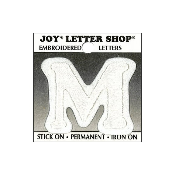 Joy Applique Letter Iron On Cooper 1.5" White M