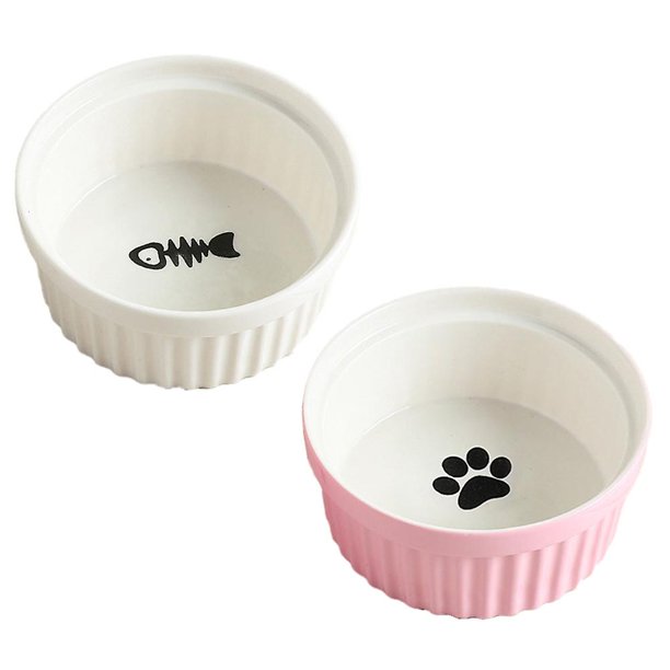 Cuenco de cerámica para gatos, alimentador para mascotas, cuenco de alimentación de comida y agua para gatitos y cachorros, 2 uds.