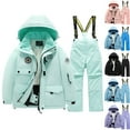 thumbnail image 3 of Xfvqtps Ski Jacket and Same Color Pant Set Snowsuit Plush Lined Hooded Coat and Overalls Waterproof Windproof Winter Warm Snowboarding Suit Green, 3 of 3