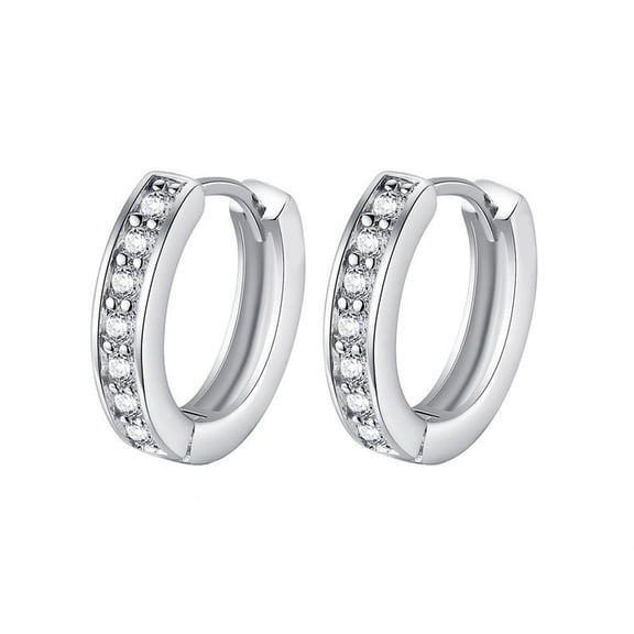 PULABO Cubic Zirconia 14K White Gold Plated Earrings for Women 2 Piece Set