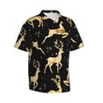 thumbnail image 3 of Xecao Christmas Gold Deers print Hawaiian shirt - a stylish short-sleeve button-down for men, perfect for casual beach and tropical outings., 3 of 9