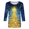 thumbnail image 5 of Xdegoge Sparkle Christmas Tops for Women 3/4 Sleeve Xmas Tree Print Crew Neck T Shirt Dressy Casual Holiday Blouses Tunic Funny Family Party Tee Shirts, 5 of 5
