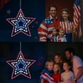thumbnail image 2 of Yhmxh Memorial Day 4th of July Decorations, Red White and Blue Patriotic Decor Star Lights,Timer 14In Iron Frame 70Led Fairy Star Lights, 8 Mode with Remote Window Wall Silhouette for Home, 2 of 6