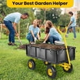thumbnail image 6 of GVDV Heavy Duty Steel Garden Cart with Liner, 40" x 20", 660lbs Capacity, 10" Wheel, Utility Cart for Yard Work Hauling and Outdoor Use, Black/Yellow, 6 of 9
