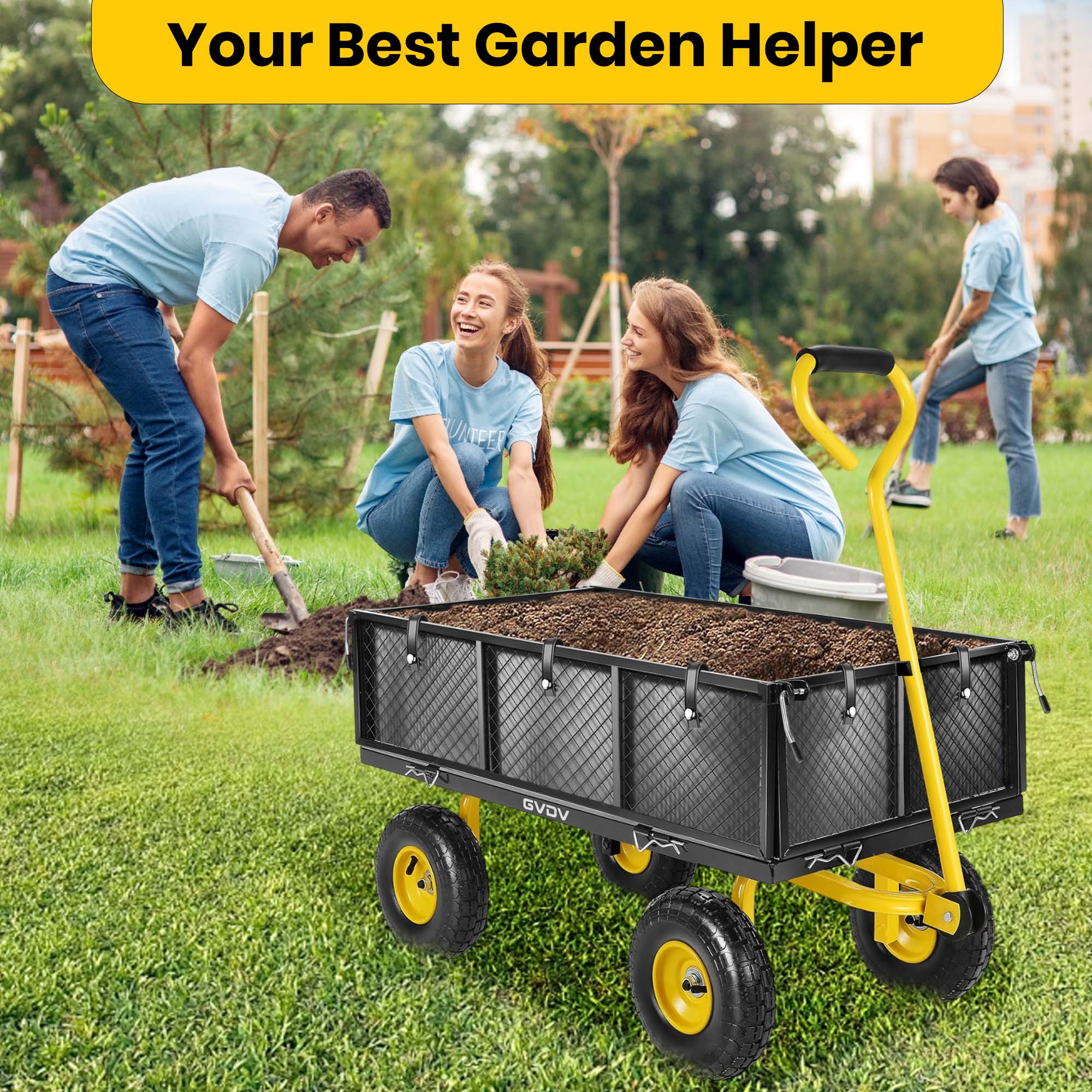 GVDV Heavy Duty Steel Garden Cart, 660 Lbs Capacity photo 6