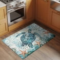 thumbnail image 3 of Teal Sea Turtle Coastal Area Rugs 2x3 for Living Room, Nautical Summer Beach Starfish Non Slip Washable Rug Runner, Low Pile Indoor Floor Carpet Mat Bathroom Rugs for Bedroom, Kids Room, 3 of 9