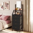 thumbnail image 3 of HIGDBFE 4-Drawer Dresser with Adjustable Mirror, Tall Fabric Vanity Chest for Bedroom, Hallway and Small Spaces, Black, 3 of 10