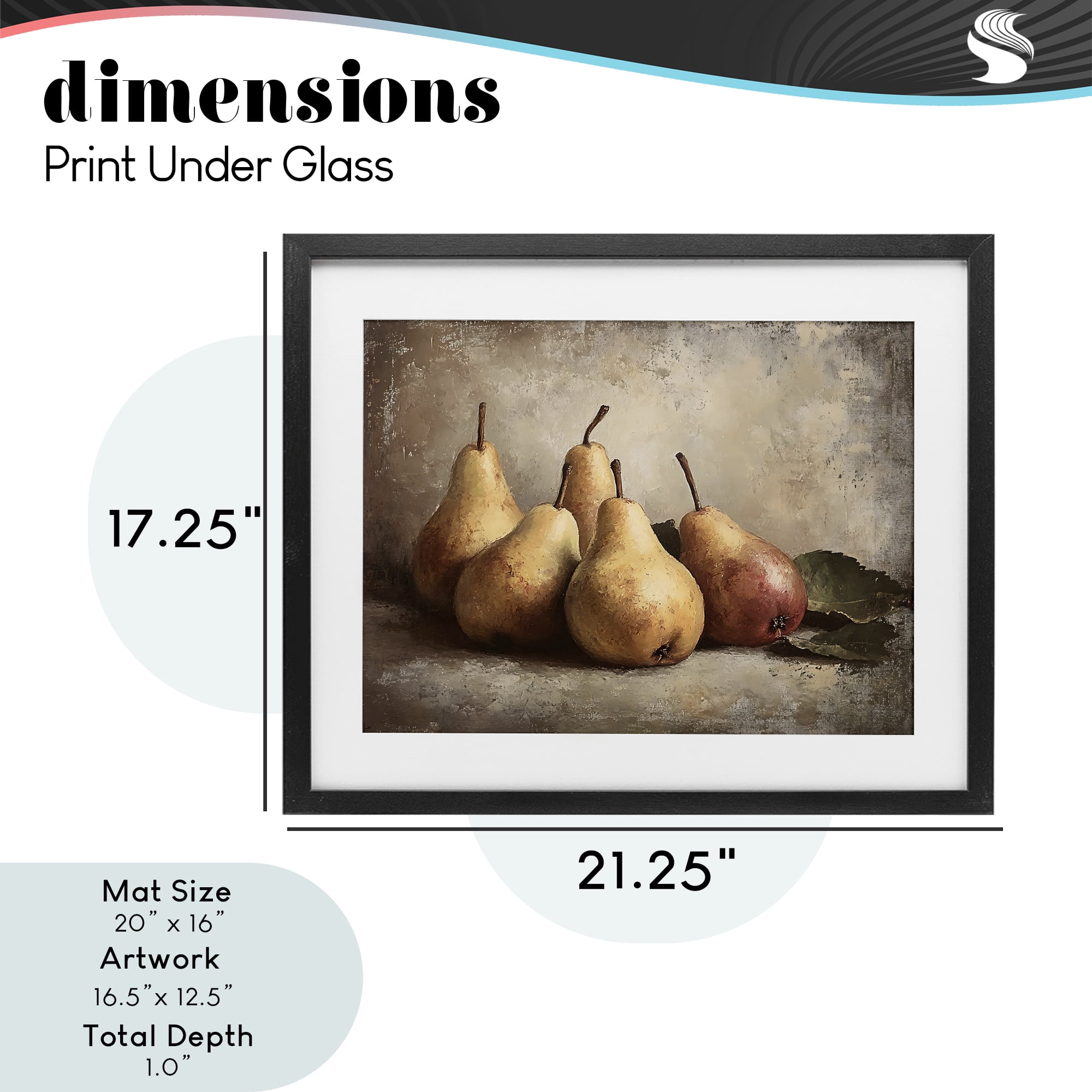 Stupell Industries Neutral Pear Still Life Black Framed Print Under Glass, design by Franklyn Gregory
