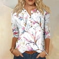 thumbnail image 2 of RPVATI Womens Plus Size Tunics 3/4 Sleeves Clearance Button Down Up V Neck Henley Shirts Loose Fit Floral Print Elbow Sleeve Blouses Trendy Spring Tshirts Beach Tops Gray 4XL, 2 of 6