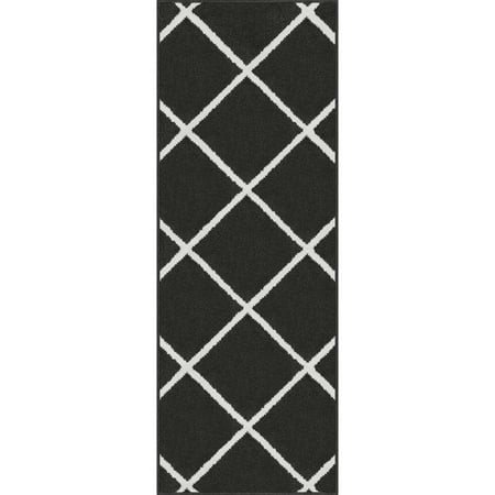 Mainstays Diamond Indoor Hallway Runner Rug 22 x 60 Black