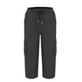 thumbnail image 3 of Trushirts Women's Gray Cargo Capri Pants (Size 2XL) - Polyester, Adjustable Drawstring Waist, Multiple Pockets, Casual Style for Warm Weather & Daily Wear, 3 of 5