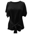 thumbnail image 4 of Women's Summer Short Sleeve Tie Front T-Shirt, Breathable Crewneck Tee for Casual Daily Wear Outfits, 4 of 4