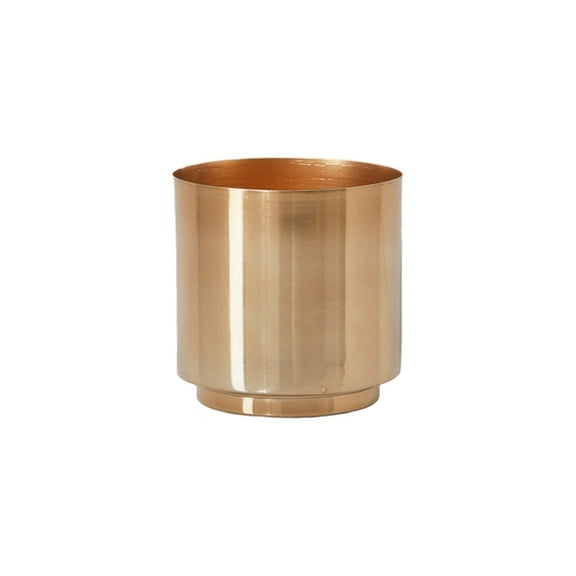 Serene Spaces Living Shiny Gold Finish Cylinder Vase, 4" Diameter & 4" Tall
