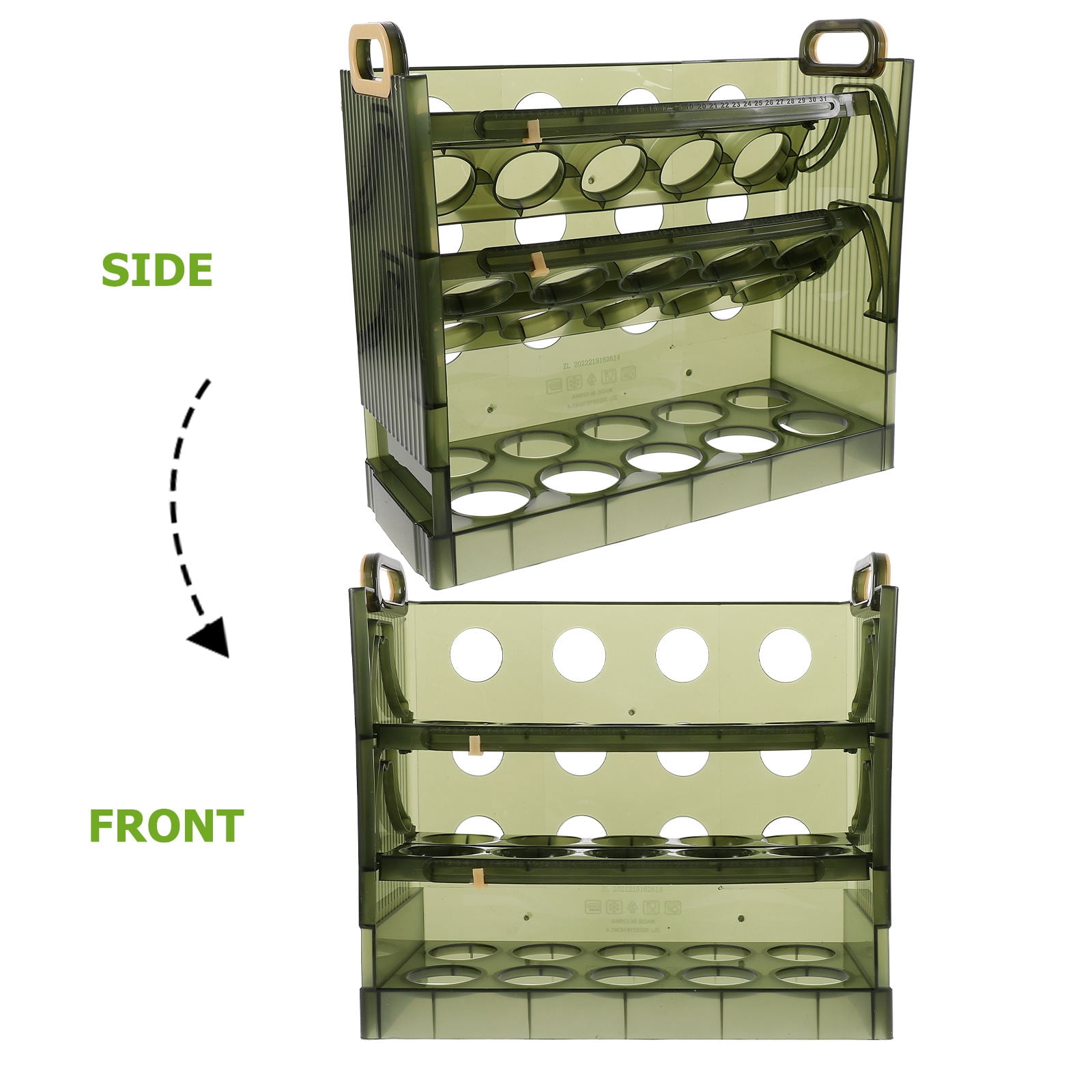 WEUVEB Egg Storage Holder Egg Storage Container Green Plastic 1Pcs 10.02X9.04X3.93 in